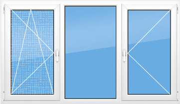 Трехстворчатое окно из профиля ПВХ WHS Halo-72	| размер 1800*1400